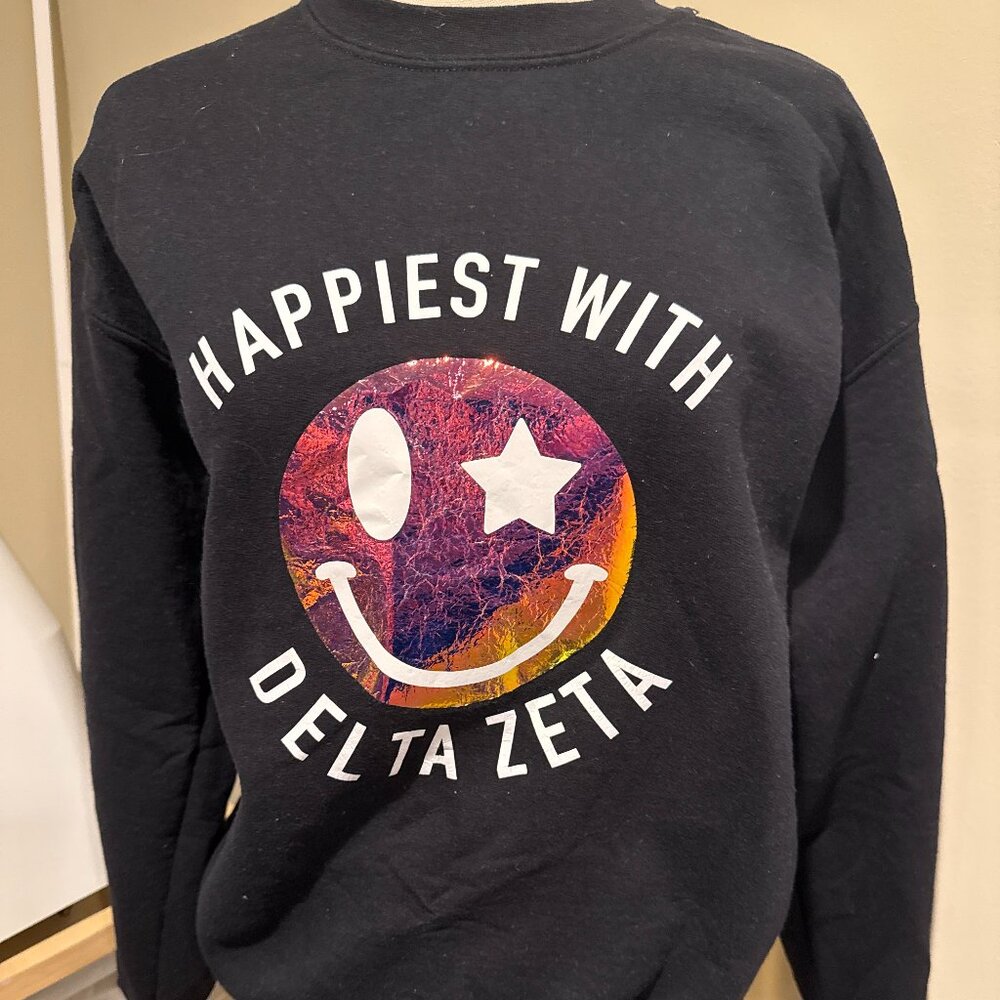 Delta Zeta Dark Black crewneck sweatshirt Adult Medium